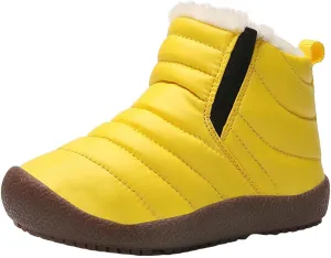 Kids Boys Girls Winter Snow Boots Outdoor Warm F𝐮r Lined 𝐖aterproof Ankle Boots Toddler Slip Shoes Plush Flat Boots