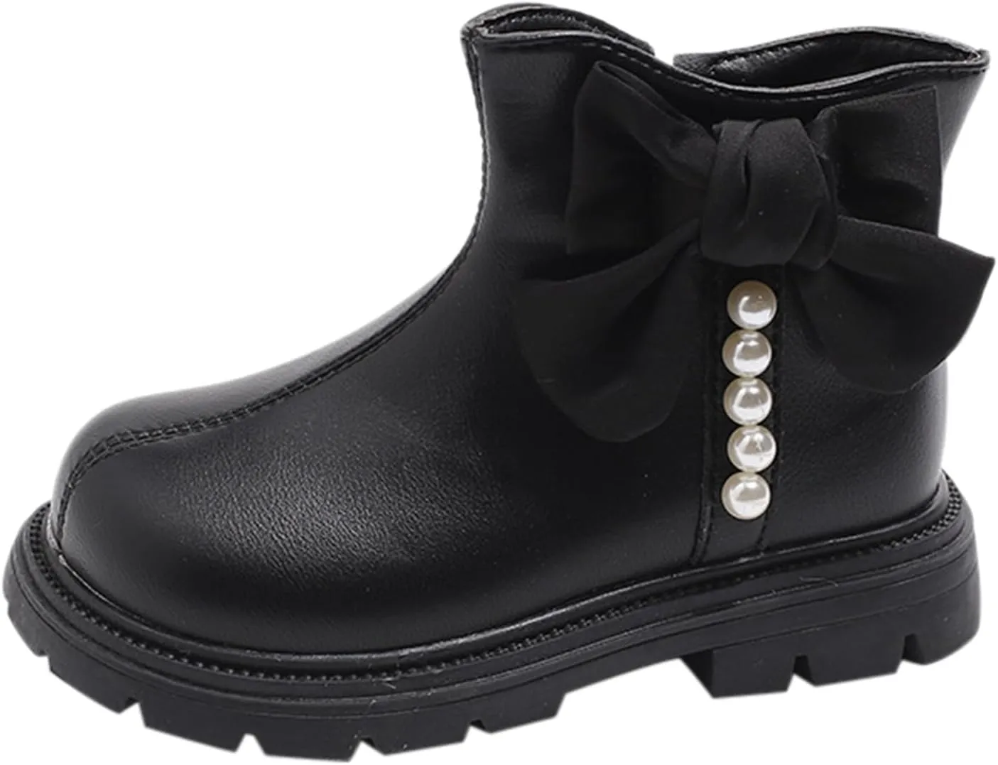 Kids Girls Pearl Bowknot Dress Boots Soft Sole Anti Slip Fashion Birthday Wedding Shoes Little Girl Warm Boots