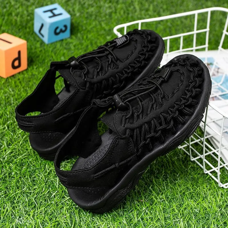Kid's Rope Sandals for Boy's & Girl's Summer Closed Toe Sandals Outdoor Beach Sports Sandal Water Lightweight Woven Shoes