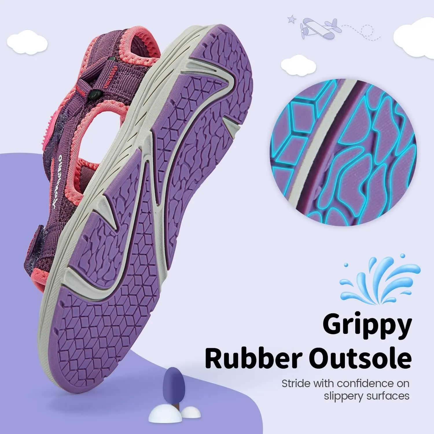 Kids Sandals Boys Girls Athletic Sports Summer Sandals Unisex Open Toe Water Shoes for Beach Hiking Outdoors (Little Kids/Big Kids)
