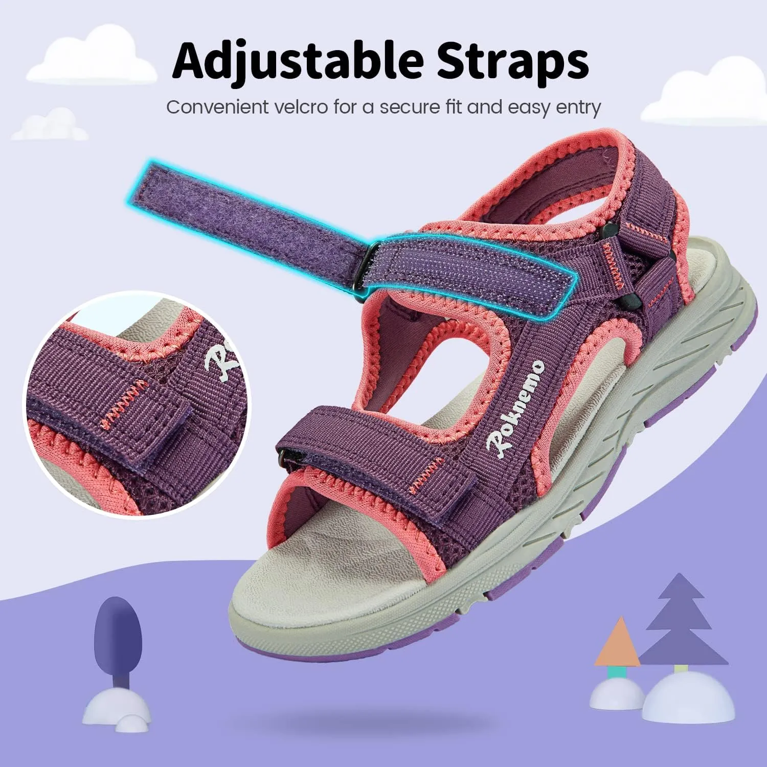 Kids Sandals Boys Girls Athletic Sports Summer Sandals Unisex Open Toe Water Shoes for Beach Hiking Outdoors (Little Kids/Big Kids)