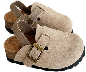 Kids Suede Clogs Toddler Clogs Boys Girls Sandals Cork Adjustable Buckle Mules Cute Slip-on Slippers