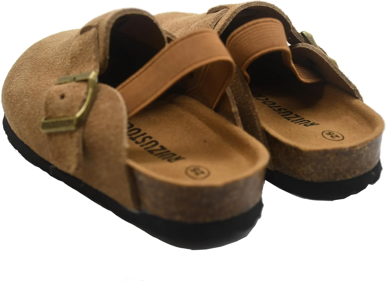 Kids Suede Clogs Toddler Clogs Boys Girls Sandals Cork Adjustable Buckle Mules Kid Slippers Flat Shoes Black