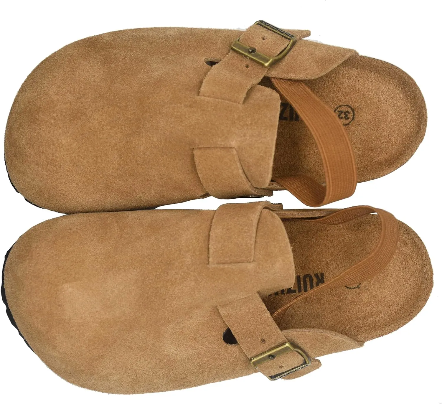 Kids Suede Clogs Toddler Clogs Boys Girls Sandals Cork Adjustable Buckle Mules Kid Slippers Flat Shoes Black