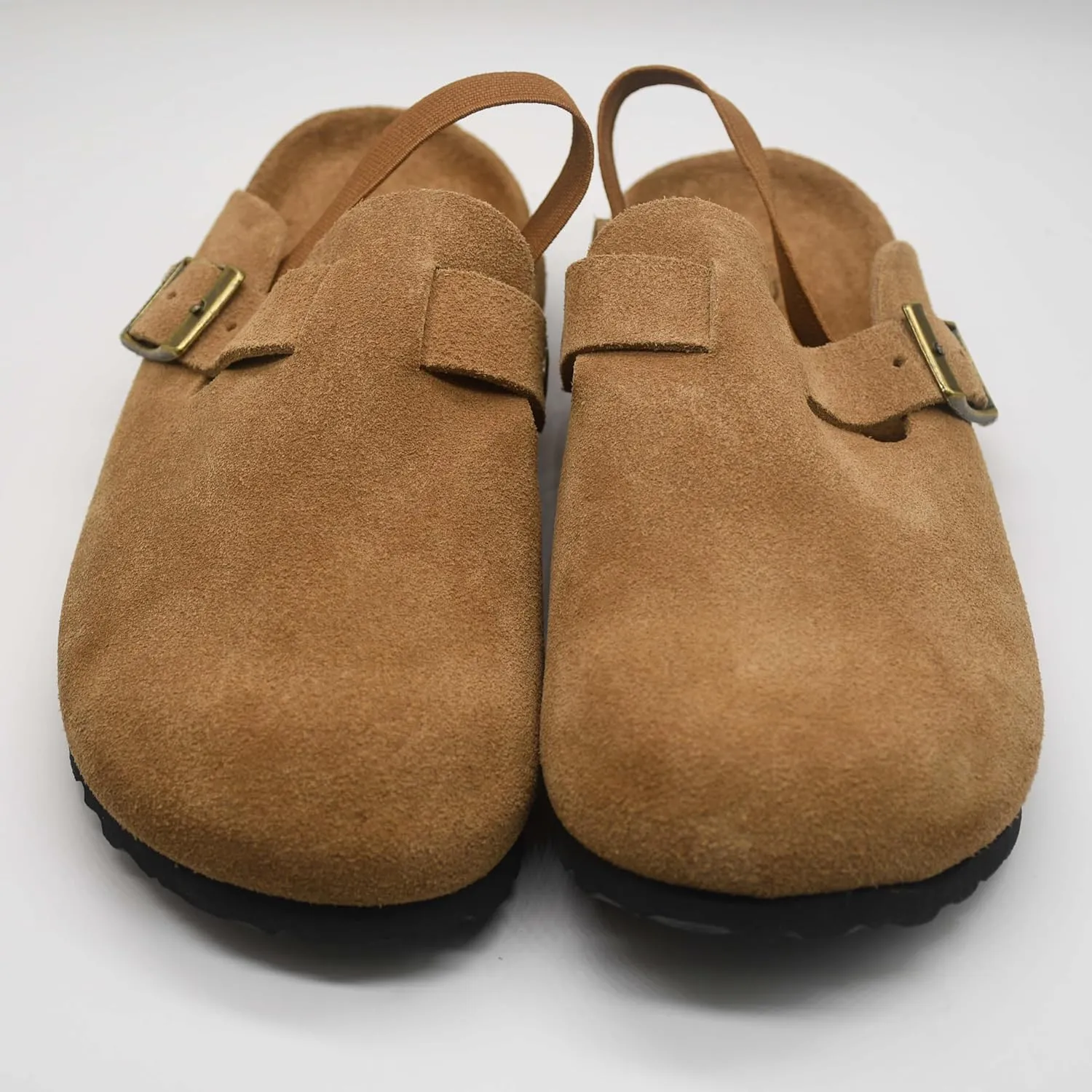 Kids Suede Clogs Toddler Clogs Boys Girls Sandals Cork Adjustable Buckle Mules Kid Slippers Flat Shoes Black