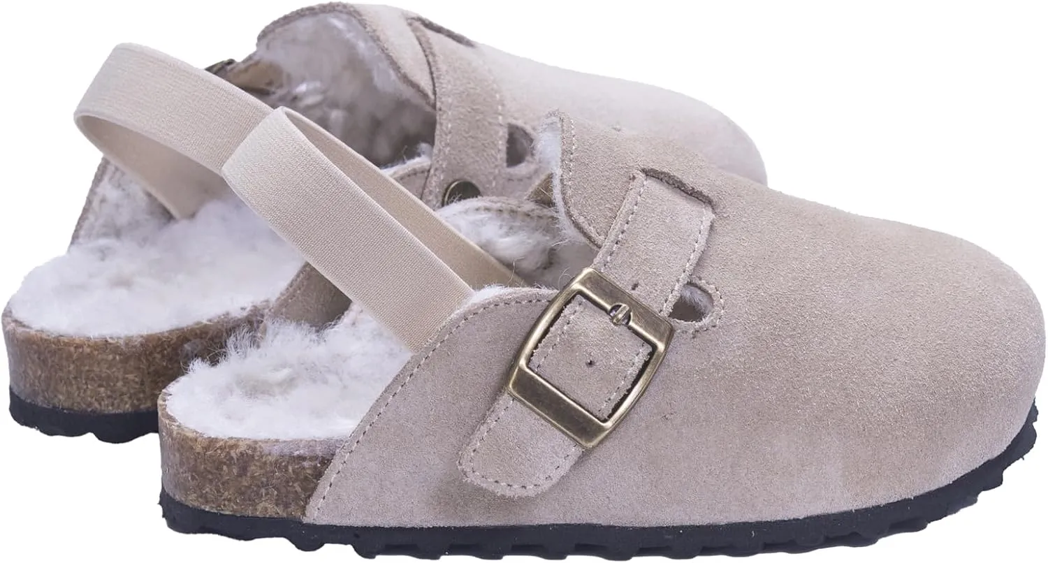 Kids Suede Clogs Toddler Clogs Boys Girls Sandals Cork Adjustable Buckle Mules