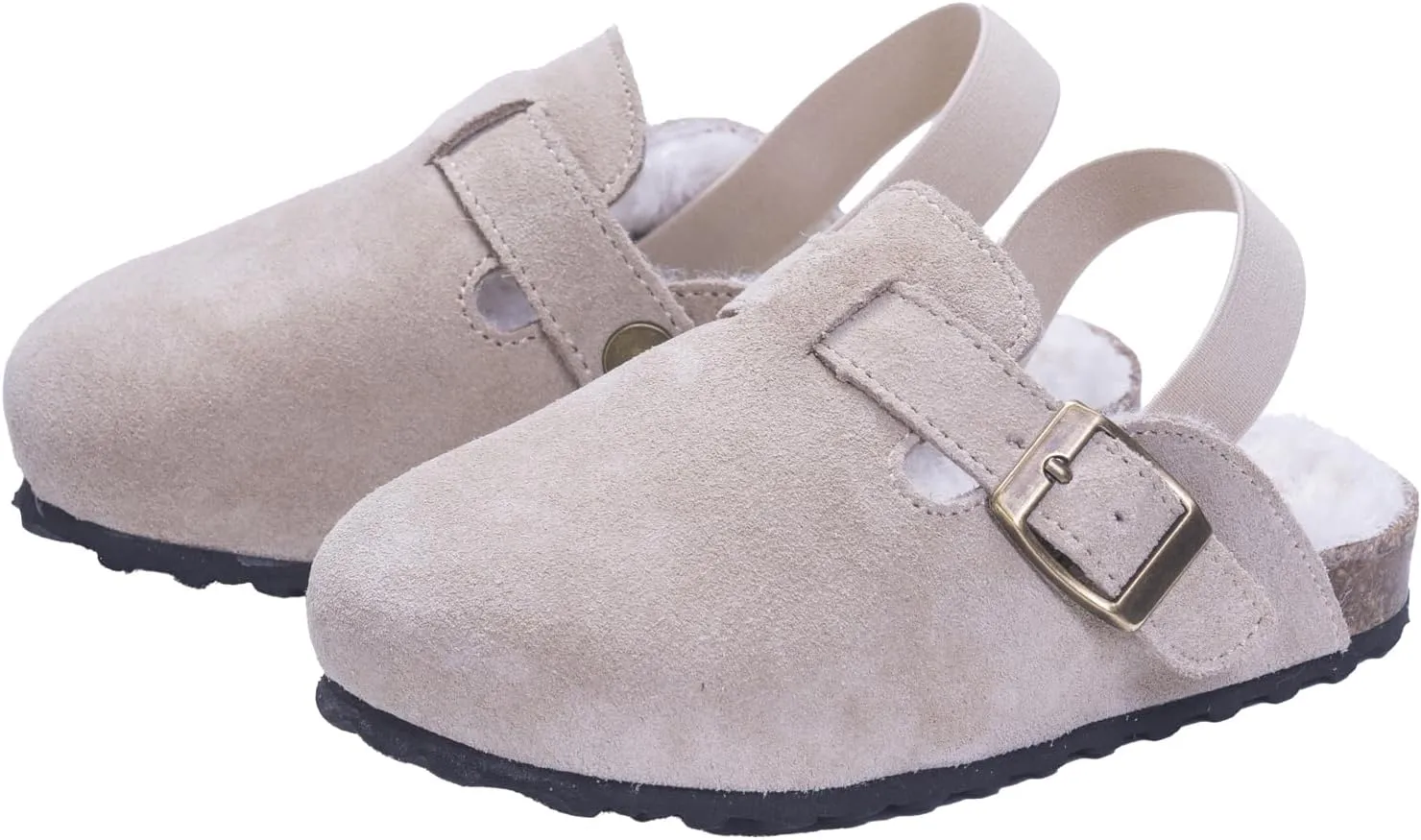 Kids Suede Clogs Toddler Clogs Boys Girls Sandals Cork Adjustable Buckle Mules