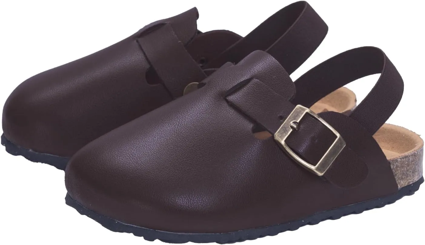 Kids Suede Clogs Toddler Clogs Boys Girls Sandals Cork Adjustable Buckle Mules