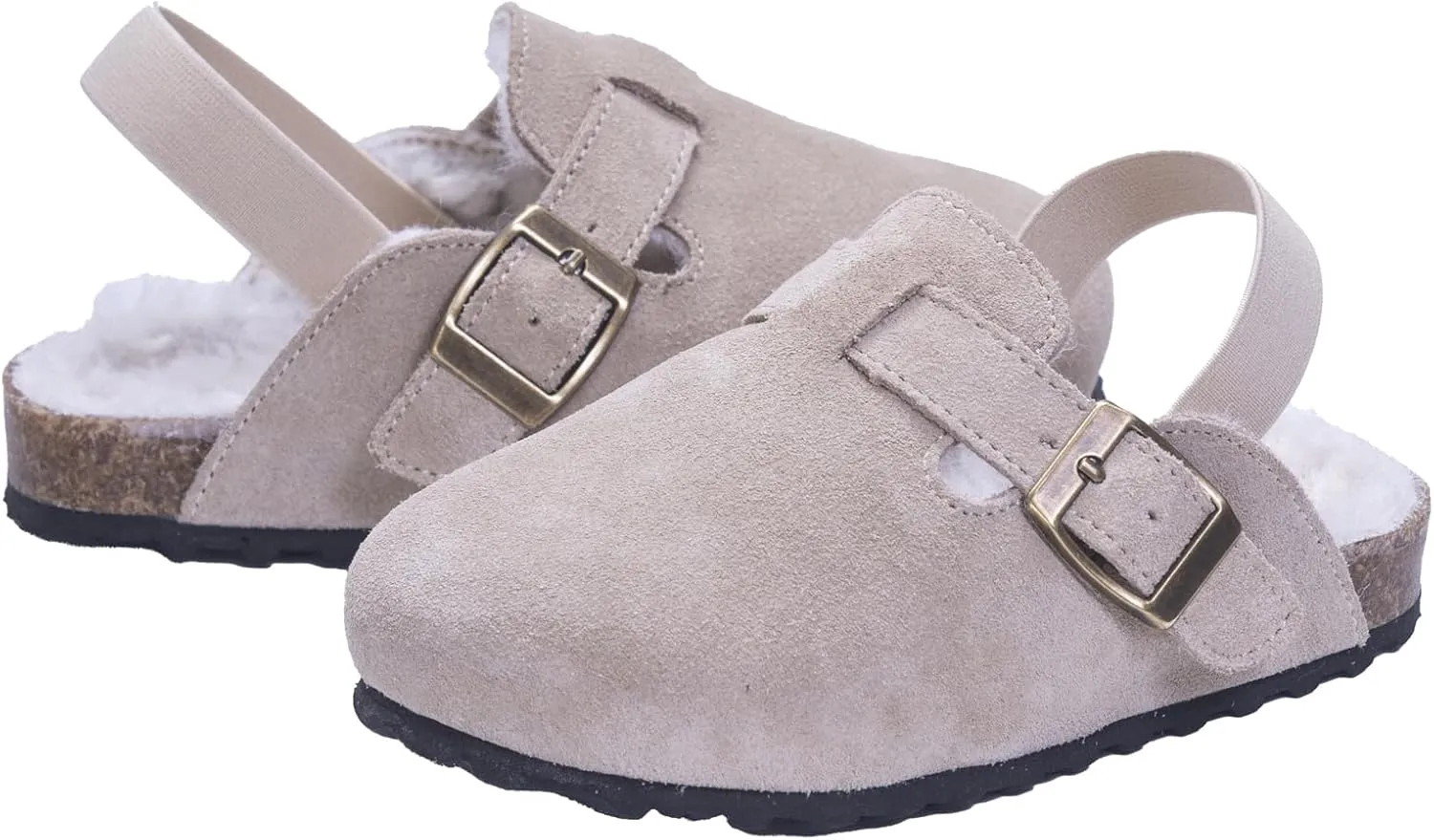 Kids Suede Clogs Toddler Clogs Boys Girls Sandals Cork Adjustable Buckle Mules
