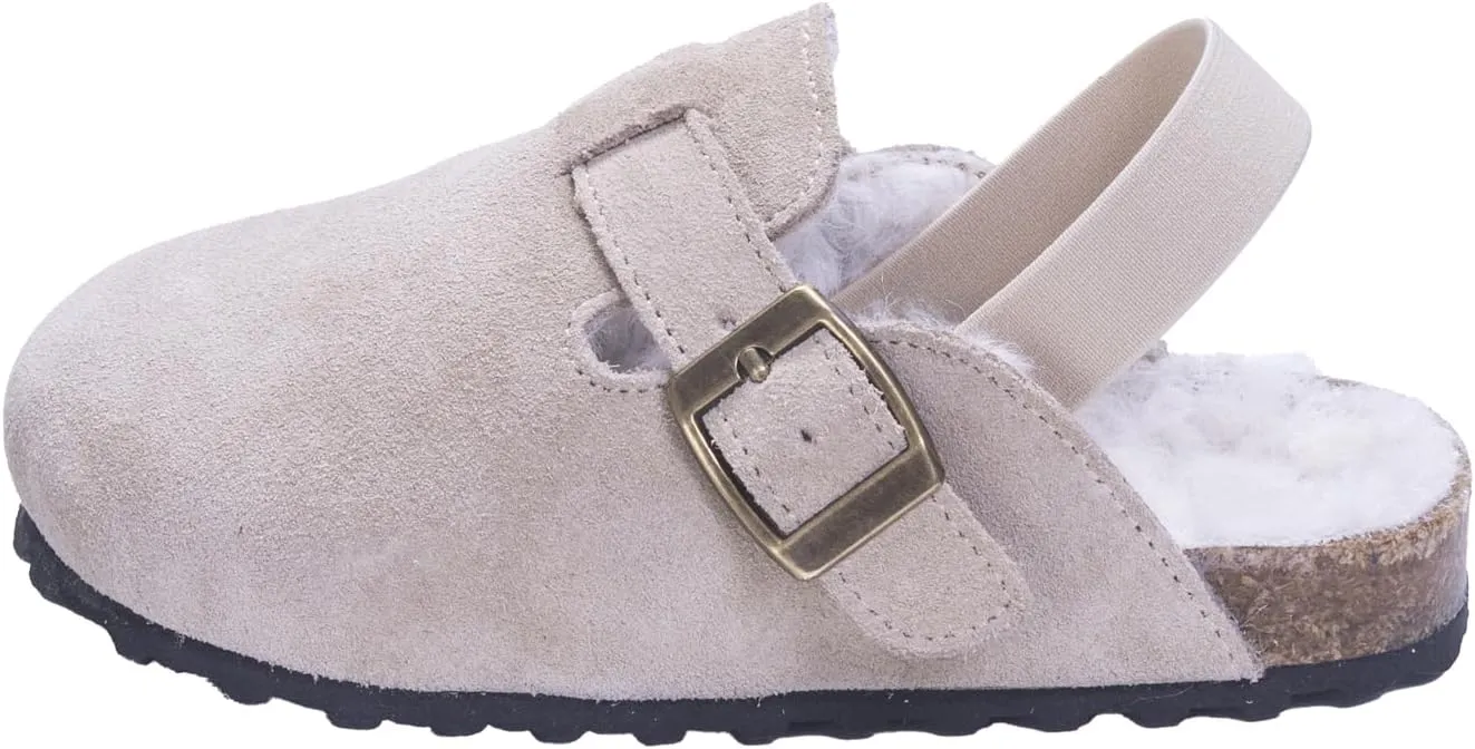 Kids Suede Clogs Toddler Clogs Boys Girls Sandals Cork Adjustable Buckle Mules