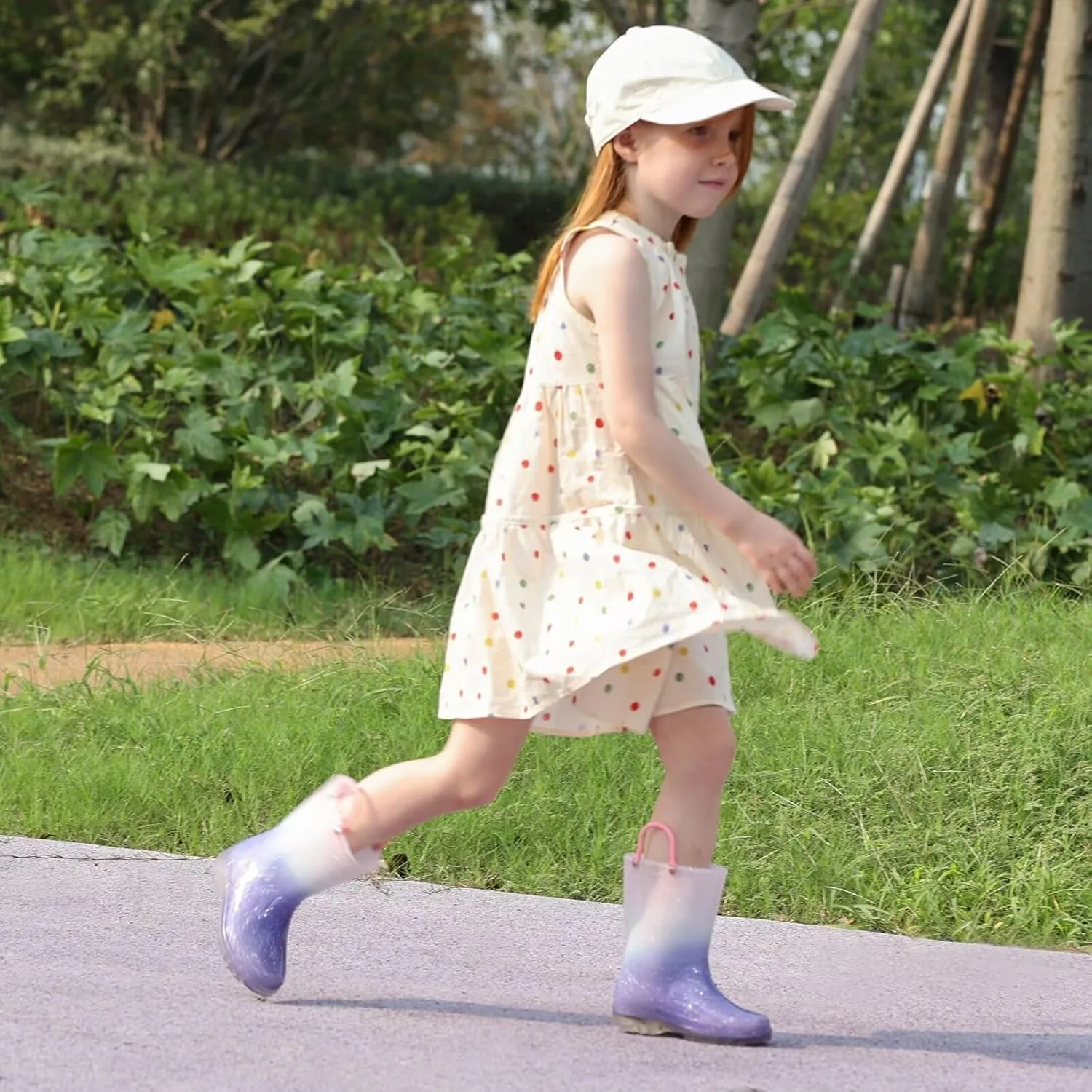 Kids Toddler Rain Boots for Girls Boys Light Up Waterproof Rain Shoes Patterns and Glitter Boot with Easy On Handles