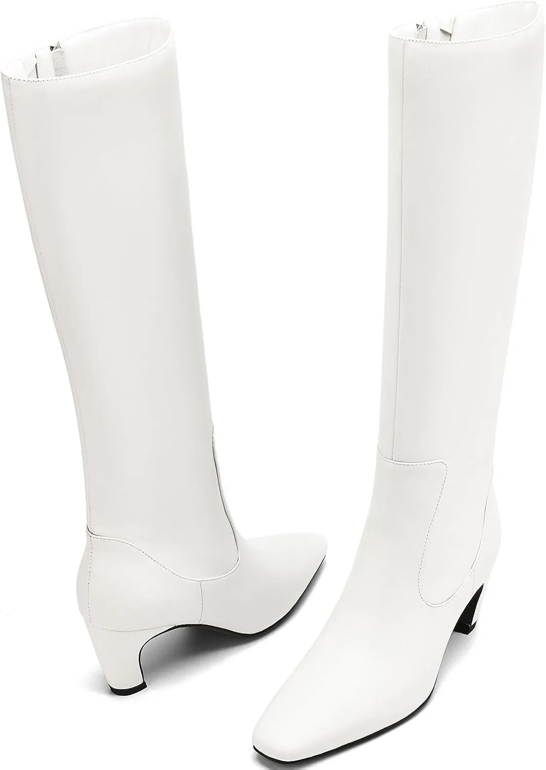 Knee High Boots Women Square Toe Tall Boots Chunky Block heels Long Boots Side Zipper Dress Fashion Boots