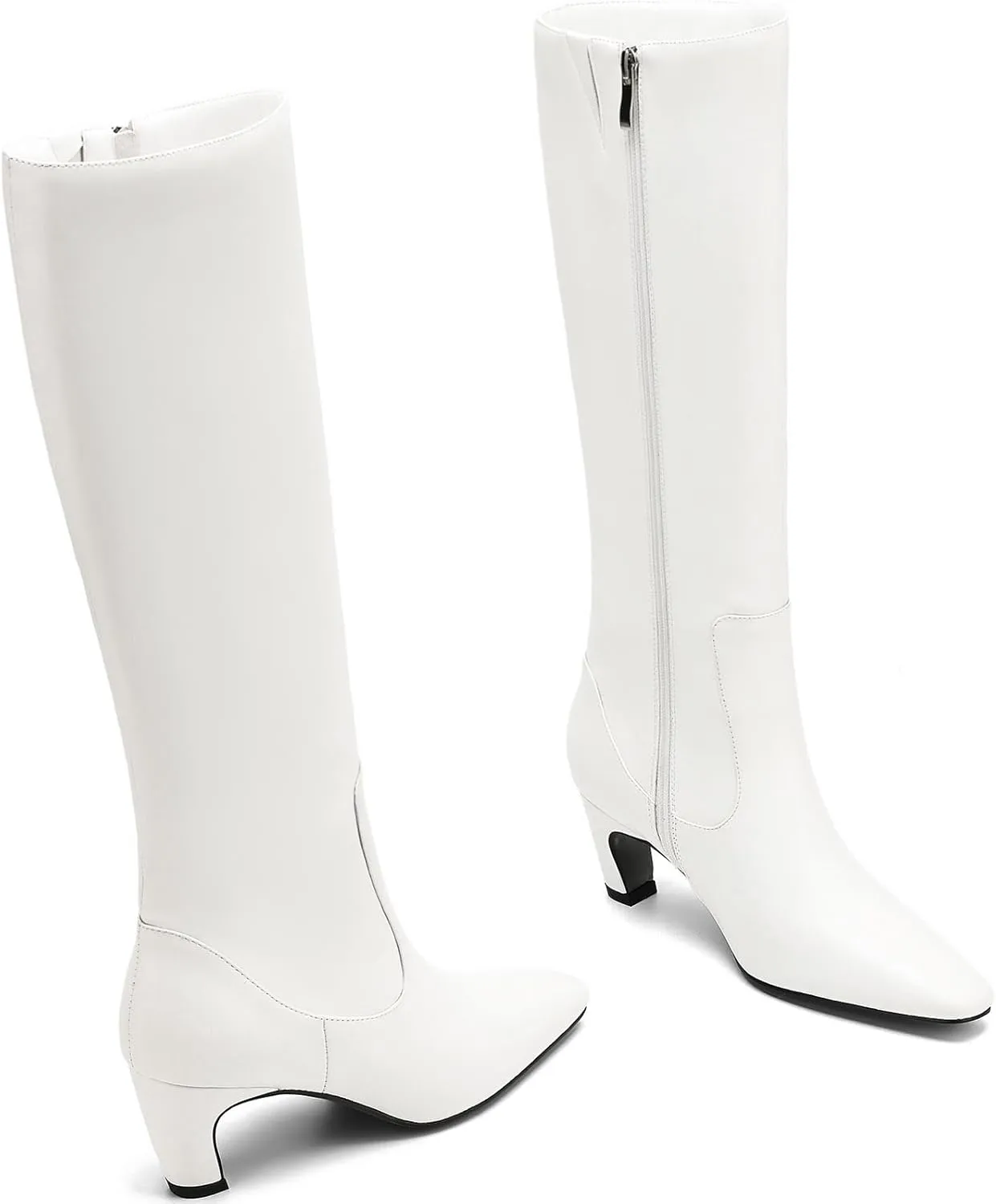 Knee High Boots Women Square Toe Tall Boots Chunky Block heels Long Boots Side Zipper Dress Fashion Boots