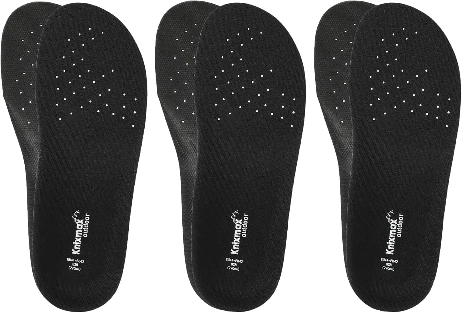 Knixmax Orthotic Insoles for Crocs Clog 3 Pairs, Comfort Arch Support Replacement Innersoles for Men Women, Wide Fit Shoe Inserts for Birkenstock Mules Sneakers Garden Shoes Nurse Clogs Black EU 38-39