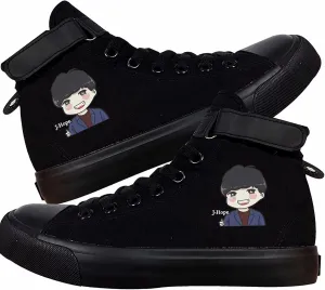 Kpop Album Dynamite Merch Jungkook Shoe Cartoon Image Jimin Sneakers J-Hope Rap Monster Jin SUGA V High-Top Canvas Shoes