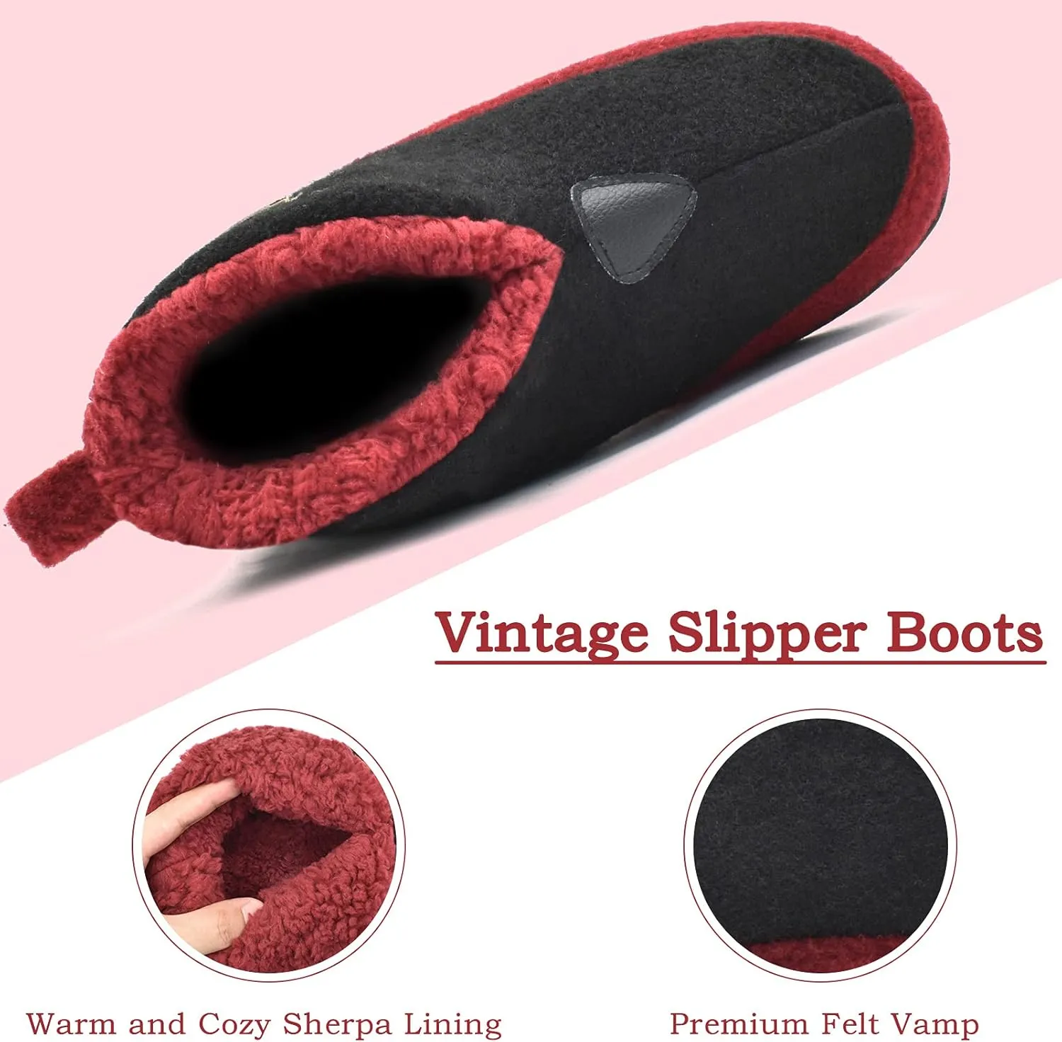 KuaiLu Mens Winter Slippers Memory Foam Slipper Boots for Men Cozy Felt Wool House Booties with Warm Sherpa Plush Lining Non-slip Rubber Sole Indoor Outdoor 7-14
