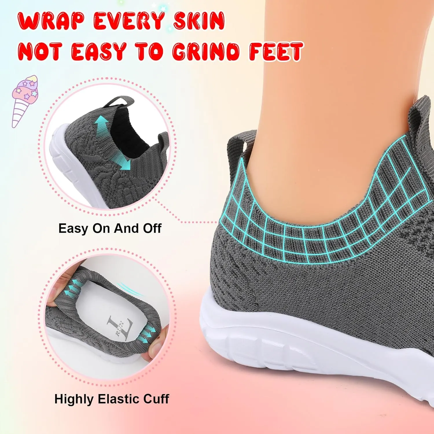 L-RUN Toddler Shoes Barefoot Kids Sneakers Wide Toe Box Boys Girls Tennis Shoes Lightweight Baby Walking Shoes Slip on Shoes