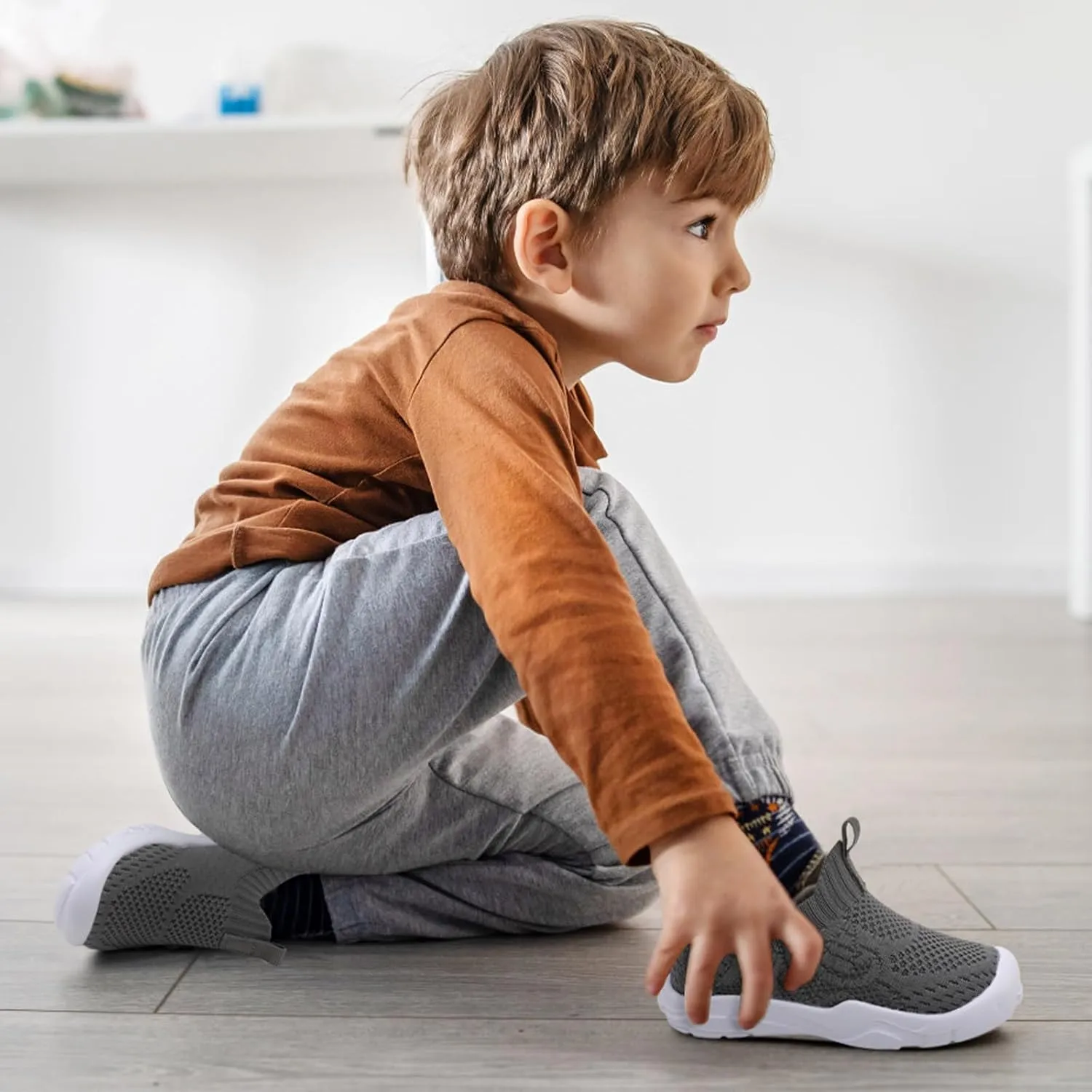 L-RUN Toddler Shoes Barefoot Kids Sneakers Wide Toe Box Boys Girls Tennis Shoes Lightweight Baby Walking Shoes Slip on Shoes
