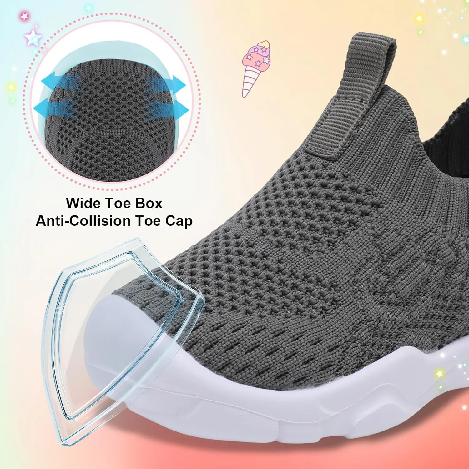 L-RUN Toddler Shoes Barefoot Kids Sneakers Wide Toe Box Boys Girls Tennis Shoes Lightweight Baby Walking Shoes Slip on Shoes