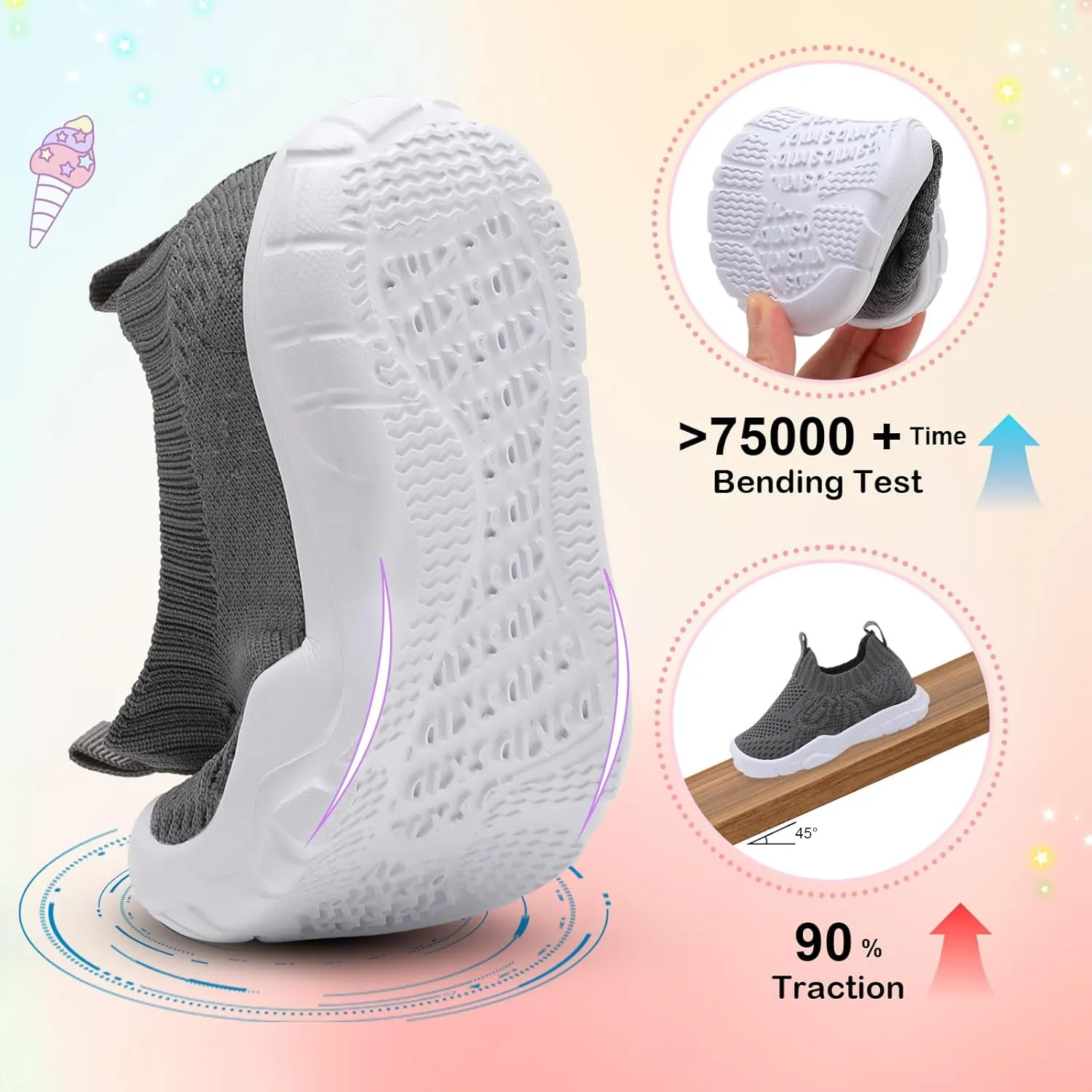 L-RUN Toddler Shoes Barefoot Kids Sneakers Wide Toe Box Boys Girls Tennis Shoes Lightweight Baby Walking Shoes Slip on Shoes