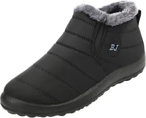 L-RUN Womens Winter Snow Boots Fur Lined Warm Ankle Boots Slip on Men's Snow Ankle Boots Lightweight Outdoor Footwear