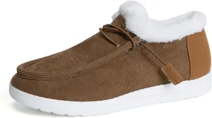 Ladmiple Boots for Women Ankle Booties with Fur Snow Boots Winter Warm Anti-Slip Outdoor Slip On Comfortable Warm Shoes