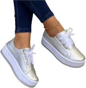 Ladmiple Shoes For Women Sneakers Slip Ons Low Top Lace-up Classic Casual Leather Walking Shoes Summer Flats Loafers