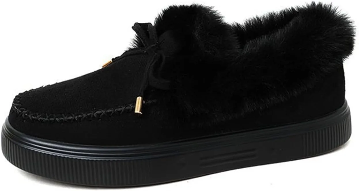 Ladmiple Womens Snow Boots Warm Fur Lined Winter Outdoor Short Ankle Booties Lace Up Comfortable Fashion Combat Boots
