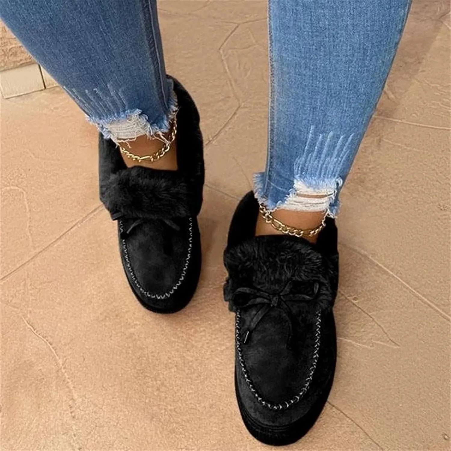 Ladmiple Womens Snow Boots Warm Fur Lined Winter Outdoor Short Ankle Booties Lace Up Comfortable Fashion Combat Boots