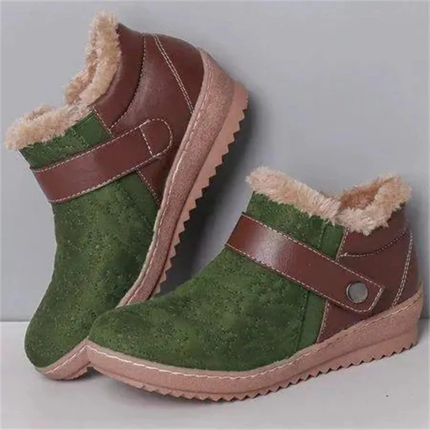 Ladmiple Womens Snow Boots Warm Fur Lined Winter Outdoor Short Ankle Booties Lace Up Comfortable Fashion Combat Boots