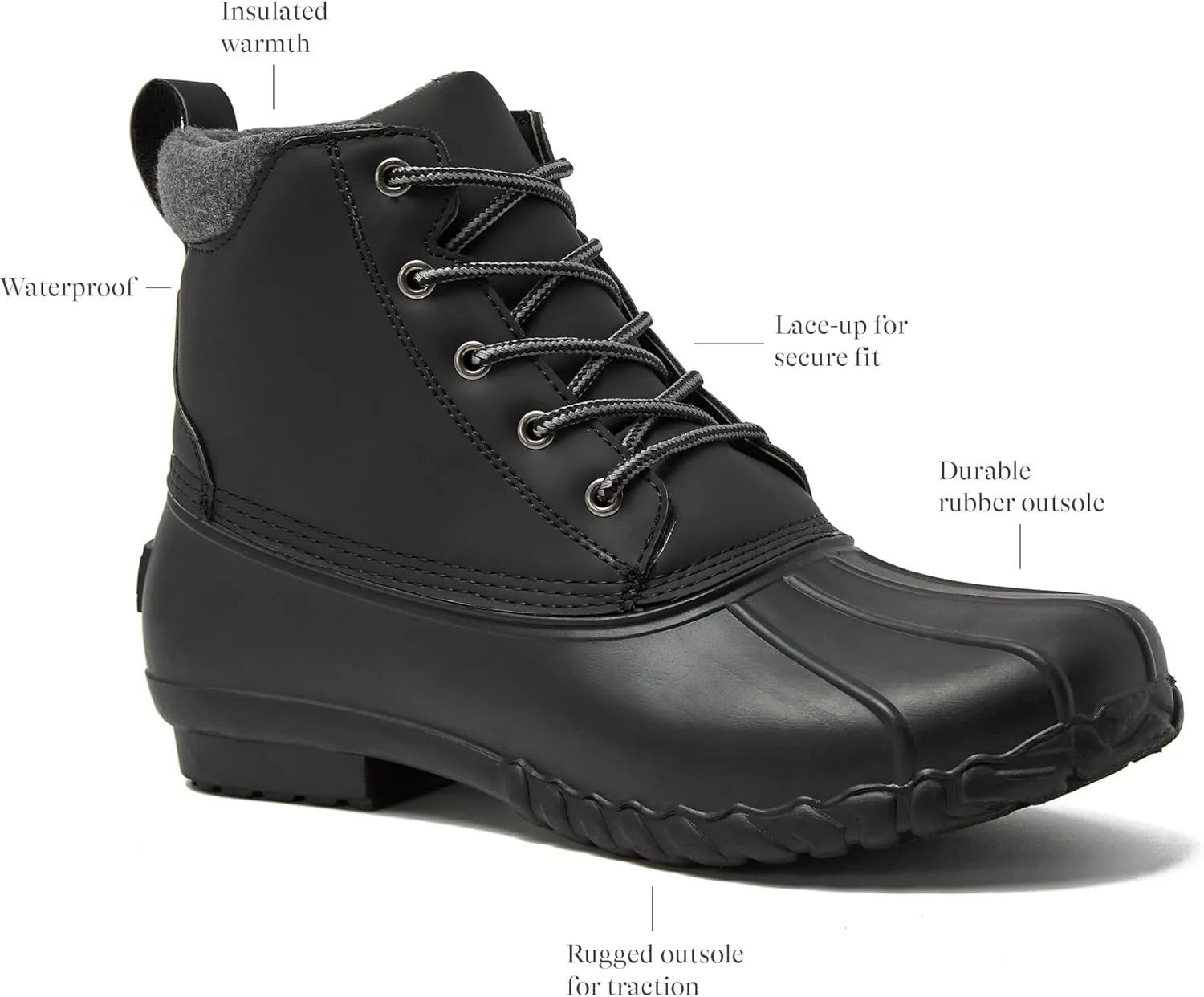 Lands' End Dakota Waterproof Boots for Men - Insulated Warm Mens Duck Boots, Black or Brown, Size 7 to 15, Medium and Extra Wide Width - Winter, Snow or Rain Boots Men