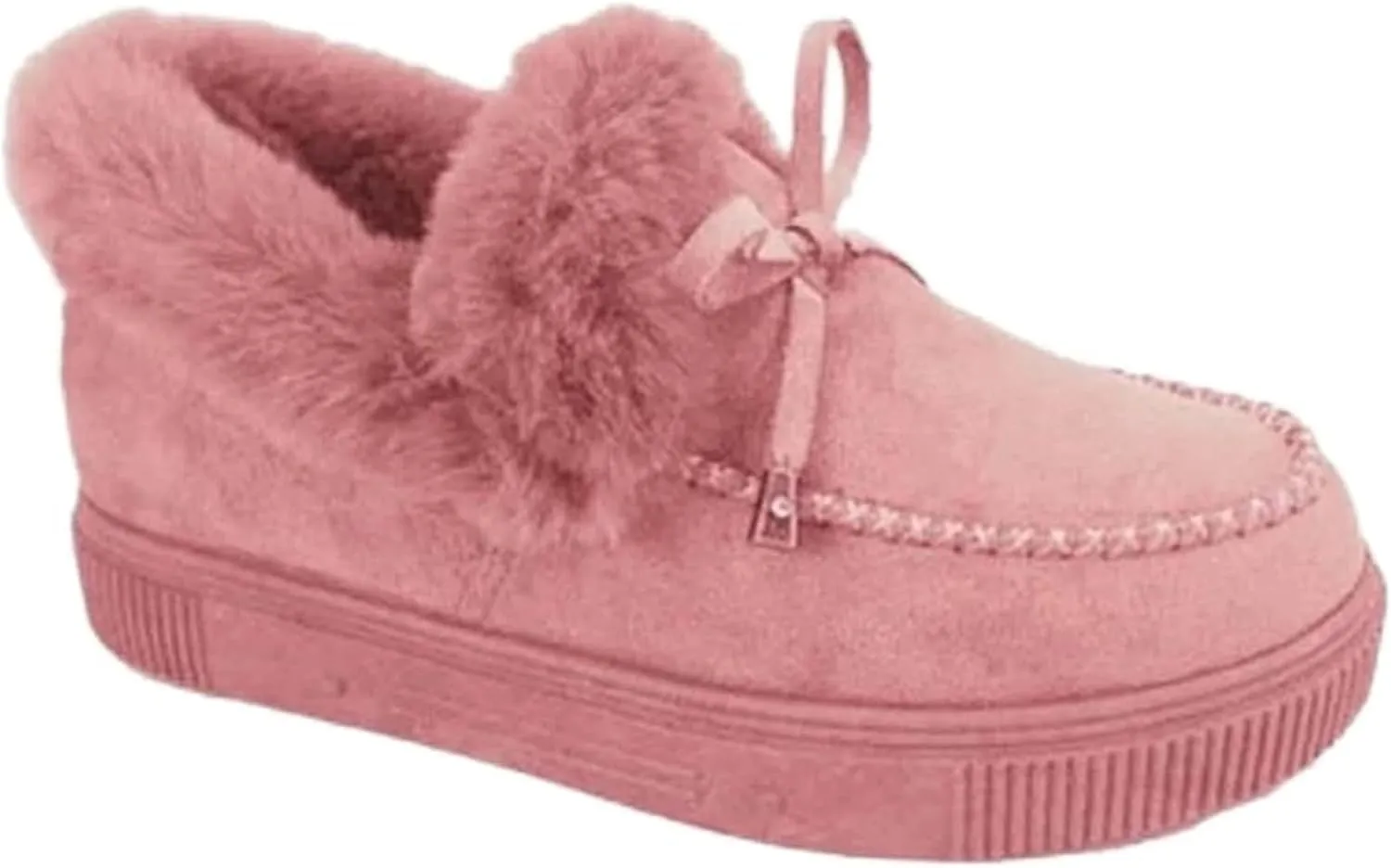 Lausiuoe Winter Boots For Women 2022 Trendy Fuzzy Booties Warm Fluffy Silp On Comfortable Casual Ankle Boots Loafers