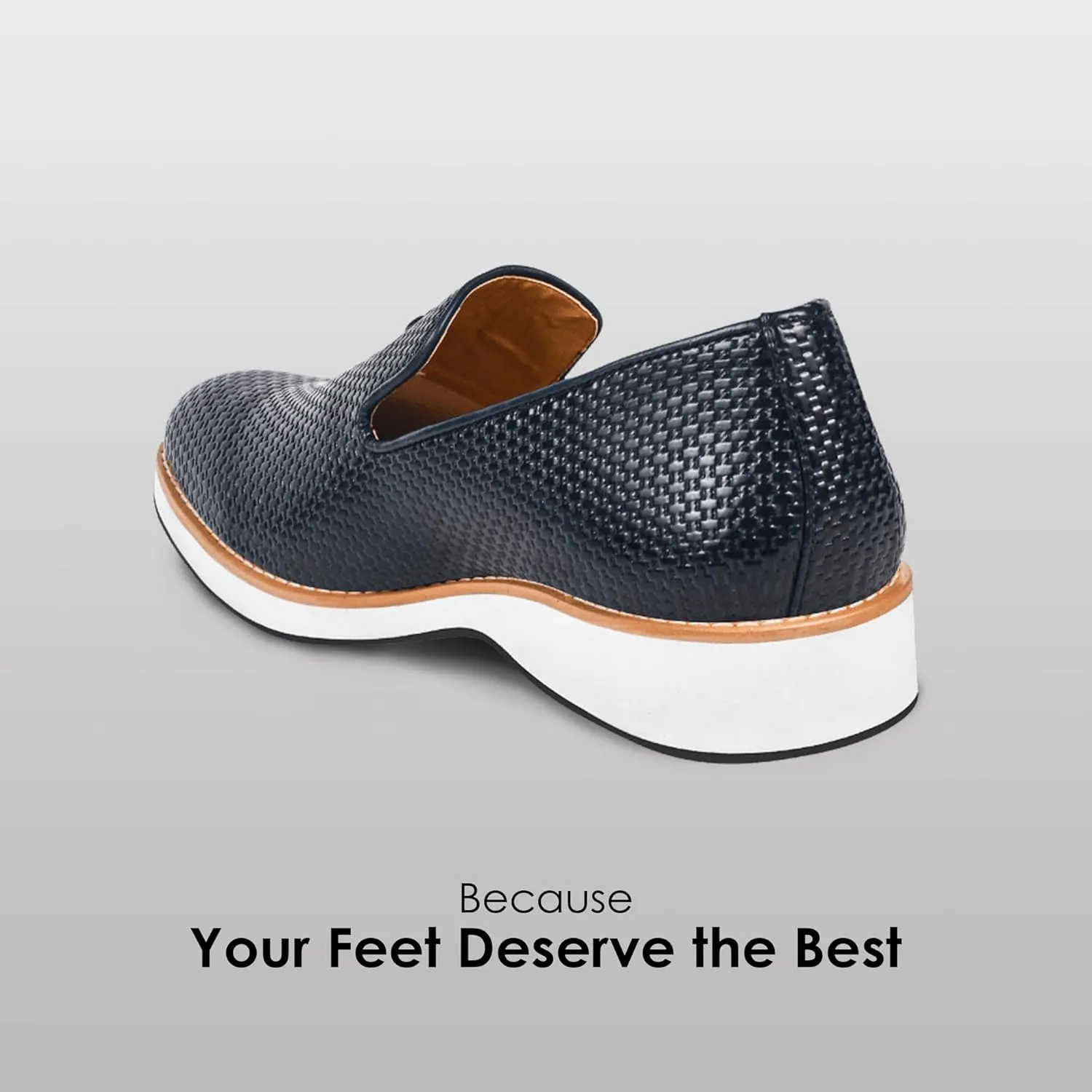LIBERTYZENO Mens Tassel Knitted Print Manmade Leather Adults Noble Penny Loafers Slip On Shoes for Prom Graduation