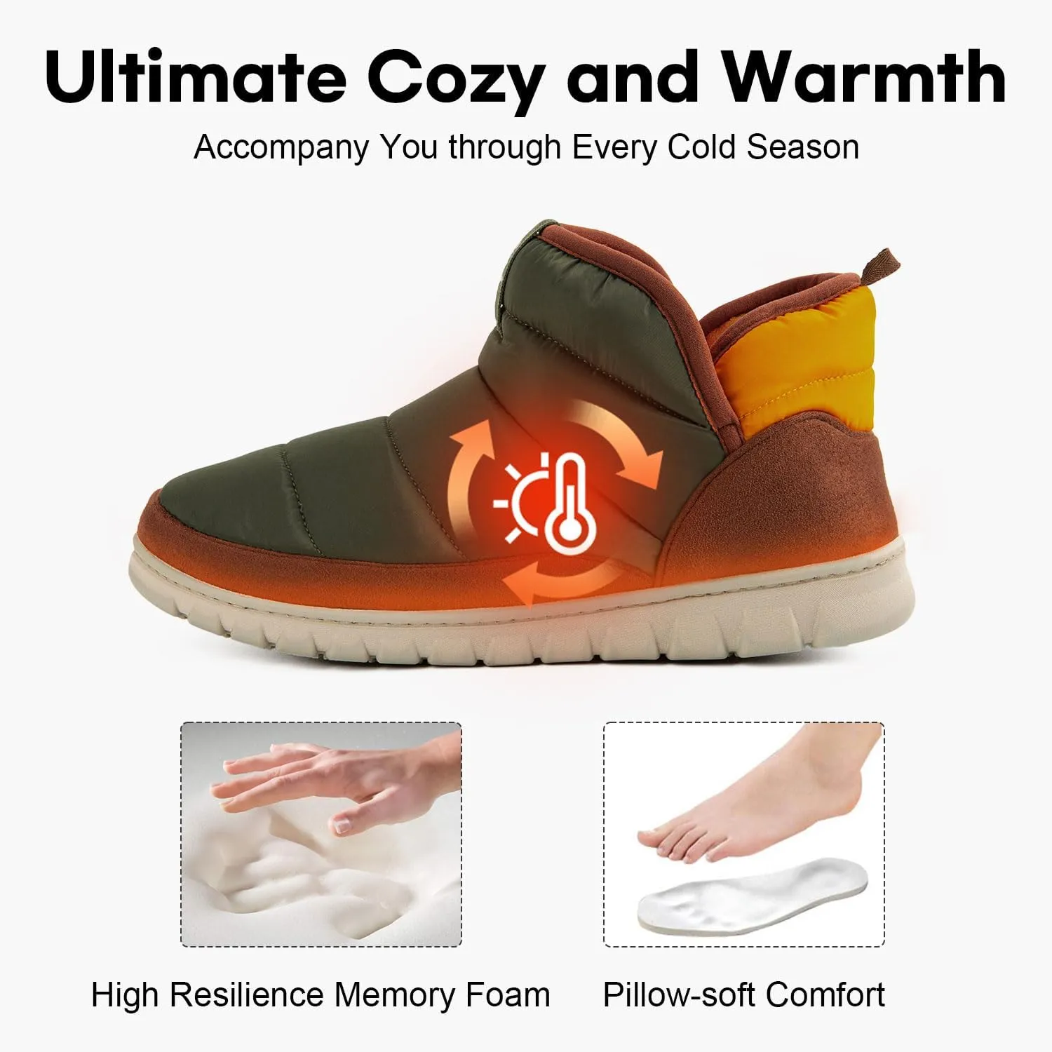 LongBay Mens Bootie Slippers with Memory Foam Indoor Outdoor Warm House Shoes Sport Lounge Camping Boots