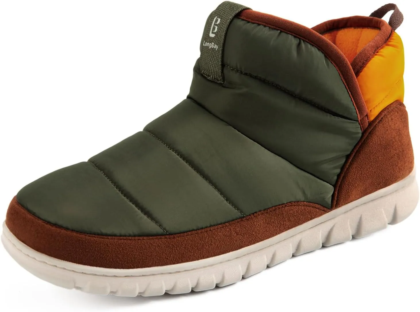 LongBay Mens Bootie Slippers with Memory Foam Indoor Outdoor Warm House Shoes Sport Lounge Camping Boots
