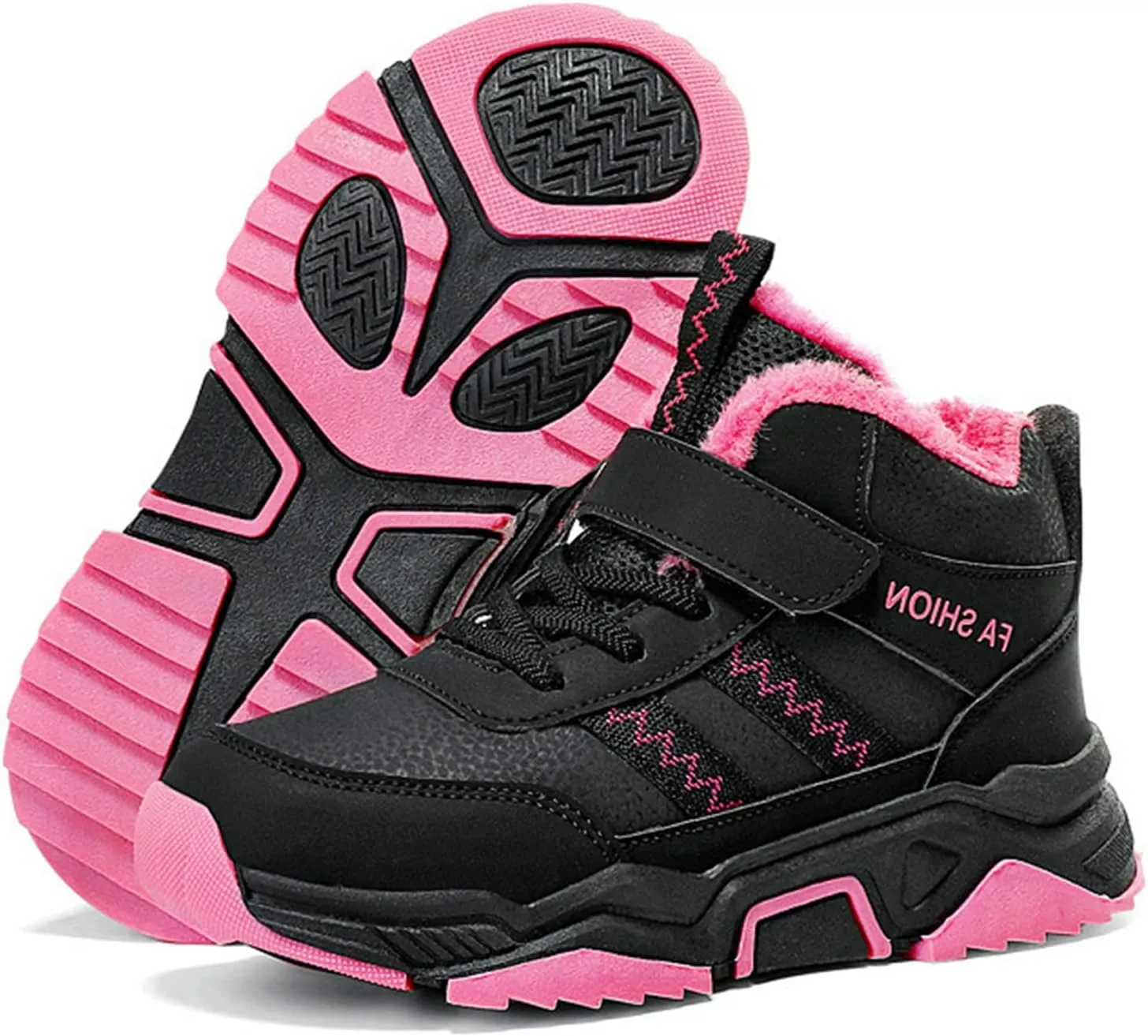 Lossarye Girls Boys Winter Warm Hiking Snow Boots Soft Faux Fur Lined Outdoor Non-Slip Walking Climbing Sneakers