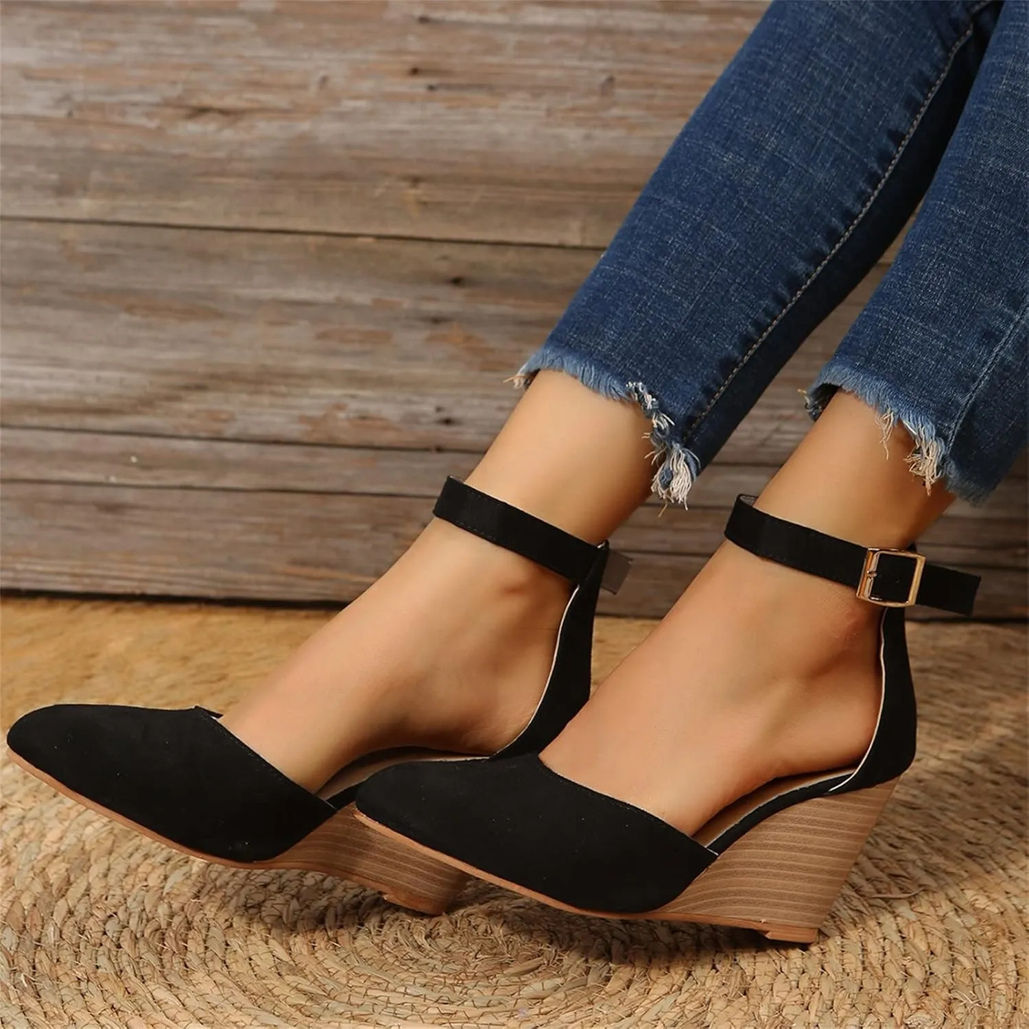 Low Heel Sandals for Women Dressy Summer 2025 Casual Sandals Ladies Wedge Sandals for Women Comfortable Platform Sandals with Ankle Strap Wide Width Platform Wedge Sandals Party Dress Shoes