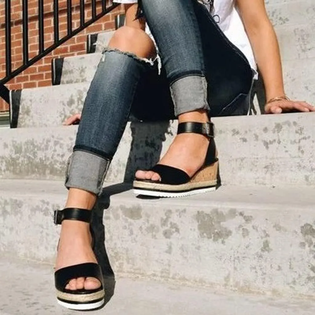 Low Heel Sandals for Women Dressy Summer 2025 Casual Sandals Ladies Wedge Sandals for Women Comfortable Platform Sandals with Ankle Strap Wide Width Platform Wedge Sandals Party Dress Shoes