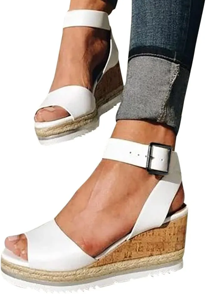Low Heel Sandals for Women Dressy Summer 2025 Casual Sandals Ladies Wedge Sandals for Women Comfortable Platform Sandals with Ankle Strap Wide Width Platform Wedge Sandals Party Dress Shoes