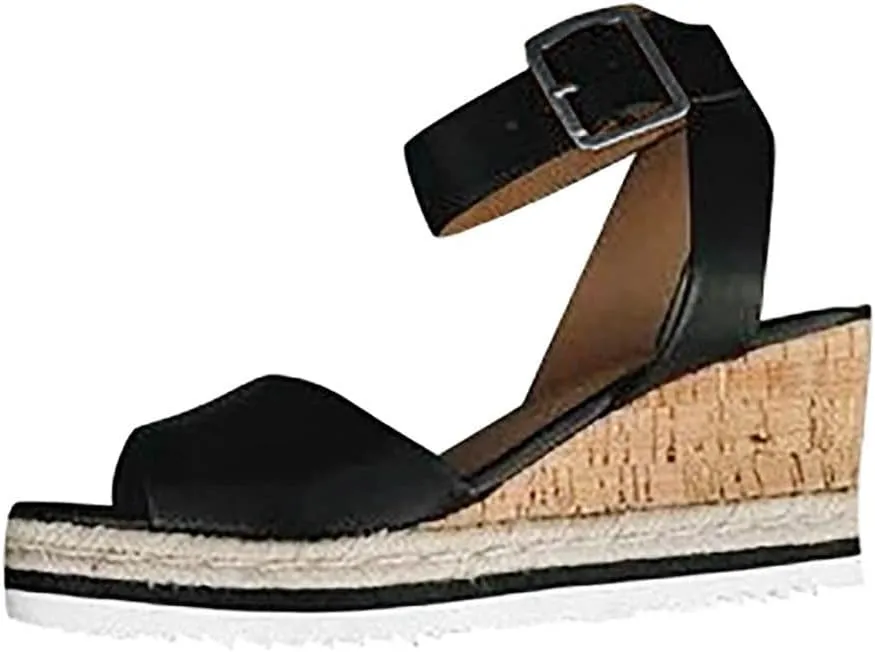 Low Heel Sandals for Women Dressy Summer 2025 Casual Sandals Ladies Wedge Sandals for Women Comfortable Platform Sandals with Ankle Strap Wide Width Platform Wedge Sandals Party Dress Shoes