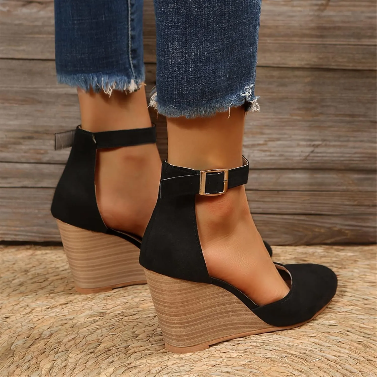 Low Heel Sandals for Women Dressy Summer 2025 Casual Sandals Ladies Wedge Sandals for Women Comfortable Platform Sandals with Ankle Strap Wide Width Platform Wedge Sandals Party Dress Shoes