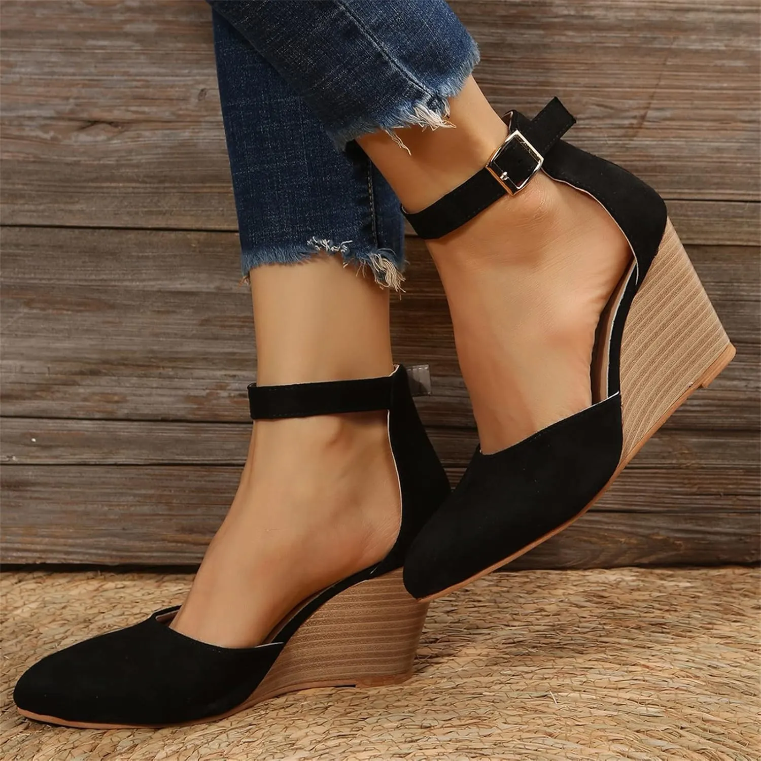 Low Heel Sandals for Women Dressy Summer 2025 Casual Sandals Ladies Wedge Sandals for Women Comfortable Platform Sandals with Ankle Strap Wide Width Platform Wedge Sandals Party Dress Shoes