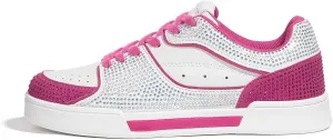 LUCKY STEP Women's Rhinestone Sneakers Sparkly Bling Glitter Wedding Tennis Shoes Fashion Casual Walking Comfortable Shiny Footwear