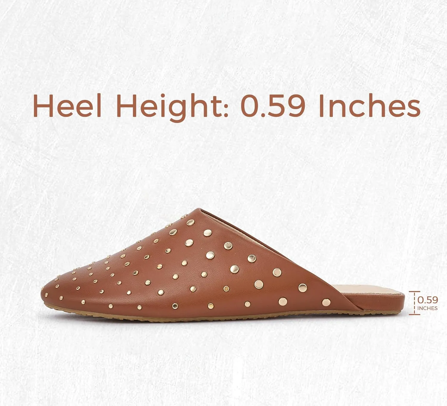 LUCKY STEP Women's Rivet Mules Flats Closed Toe Leather Fashion Slippers Sparkly Comfortable Backless Slip on Slides