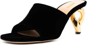 Maiyang Women Chic Mid Heel Slip on Velvet Mules Open Toe Slide Sandals Stylish Summer Casual Dress Shoes Size 4-16 US