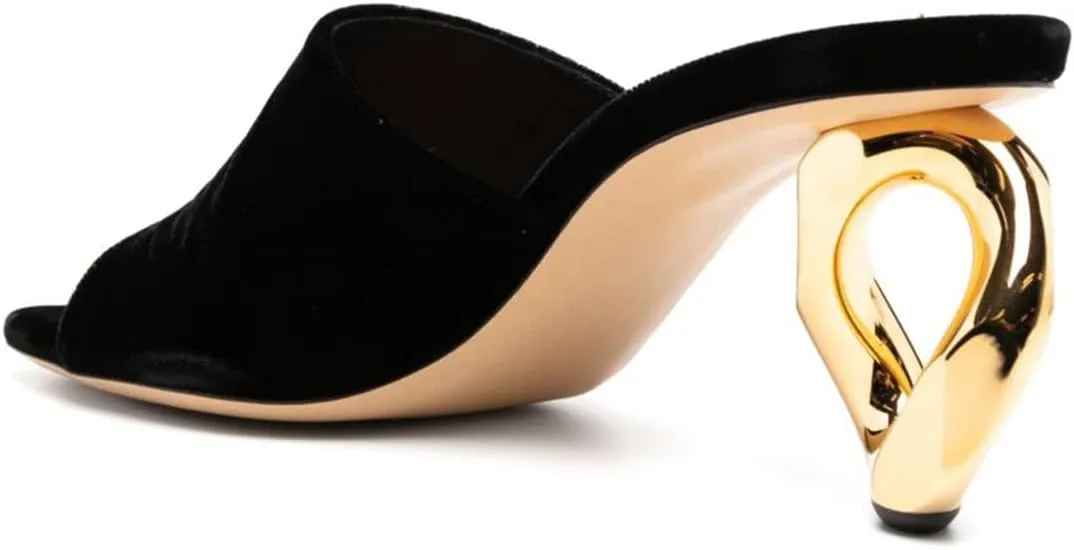 Maiyang Women Chic Mid Heel Slip on Velvet Mules Open Toe Slide Sandals Stylish Summer Casual Dress Shoes Size 4-16 US