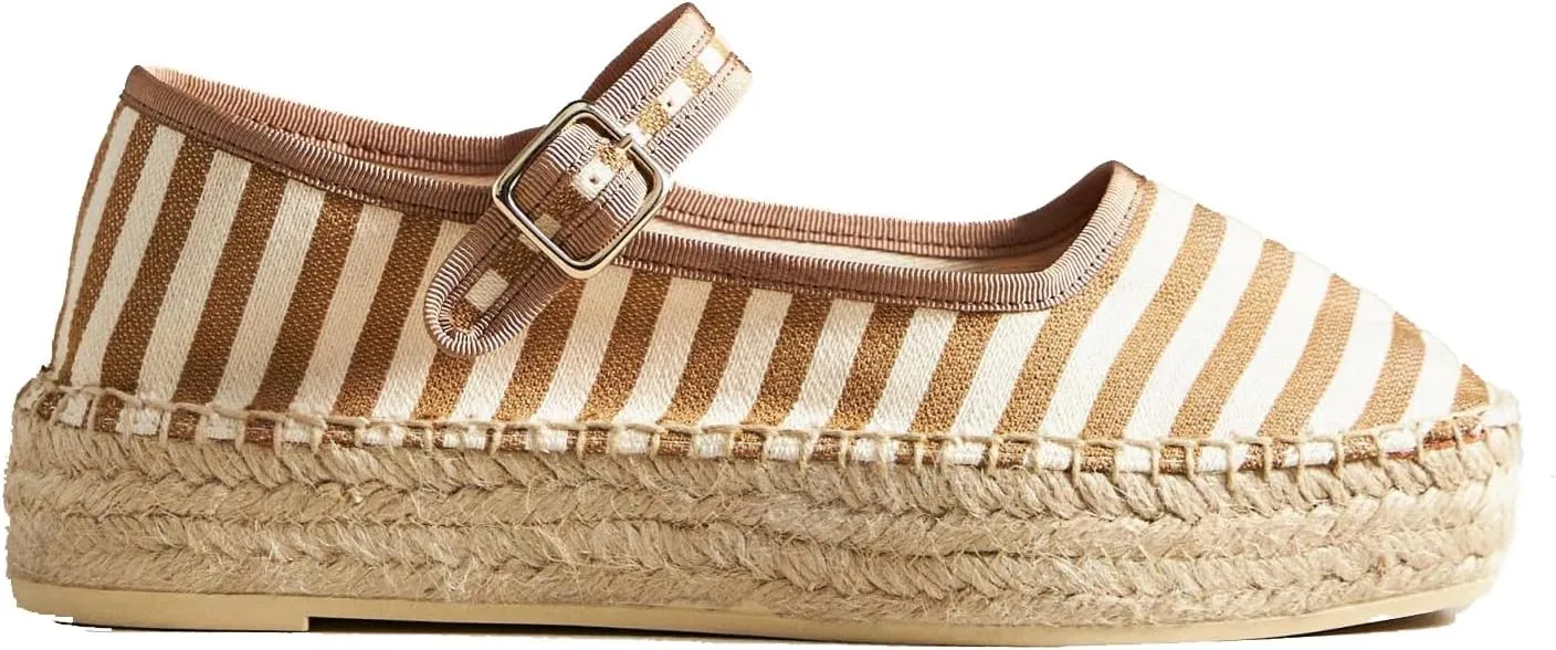 Mary Jane Espadrille Flats for Women Woven Ballet Flat Espadrille Canvas Summer Flats