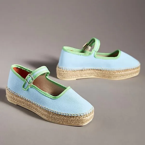 Mary Jane Espadrille Flats for Women Woven Ballet Flat Espadrille Canvas Summer Flats