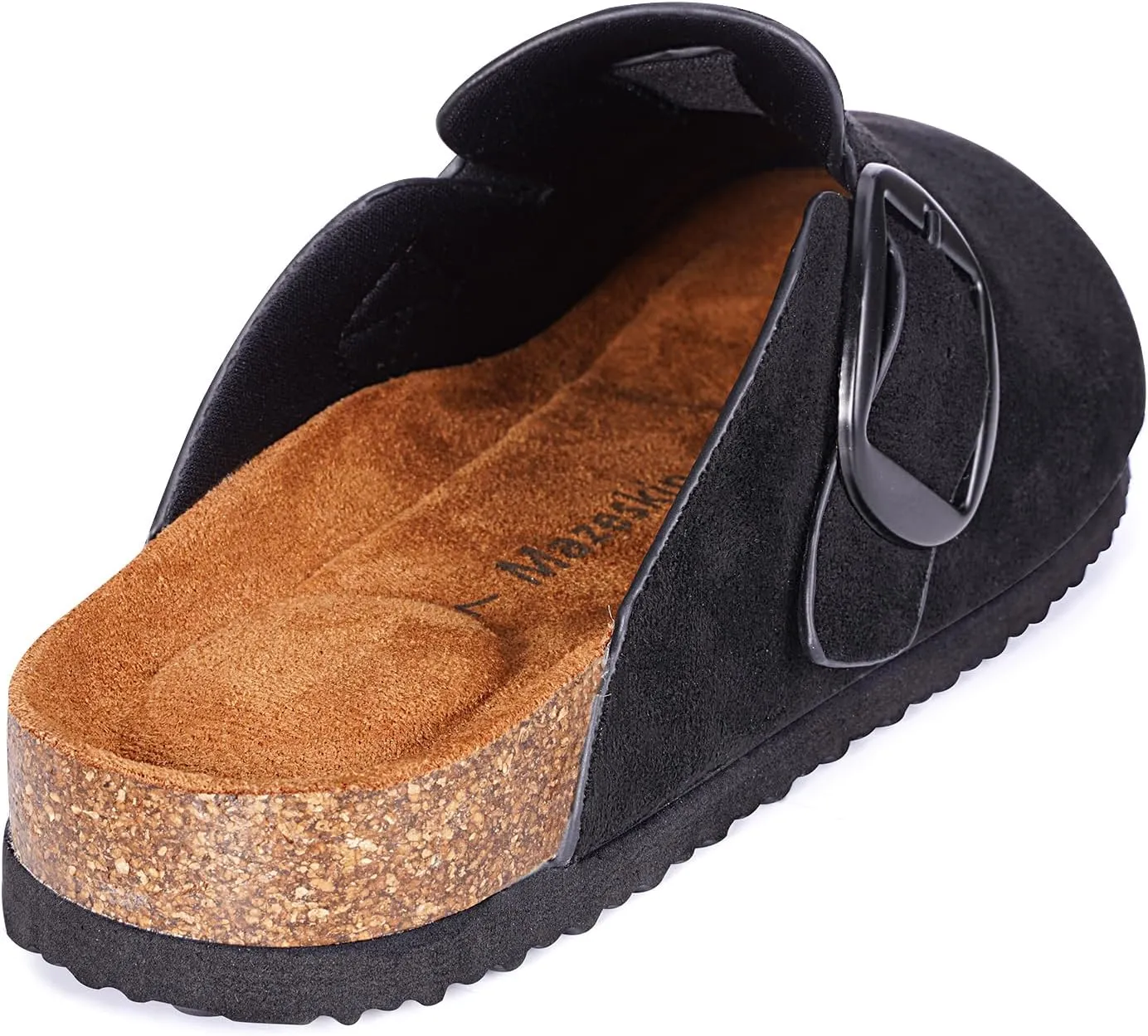 mazeskin Womens Memory Foam Clogs Soft Cork Comfortable Footbed Adjustable Buckle Slippers House Sandals Indoor Outdoor