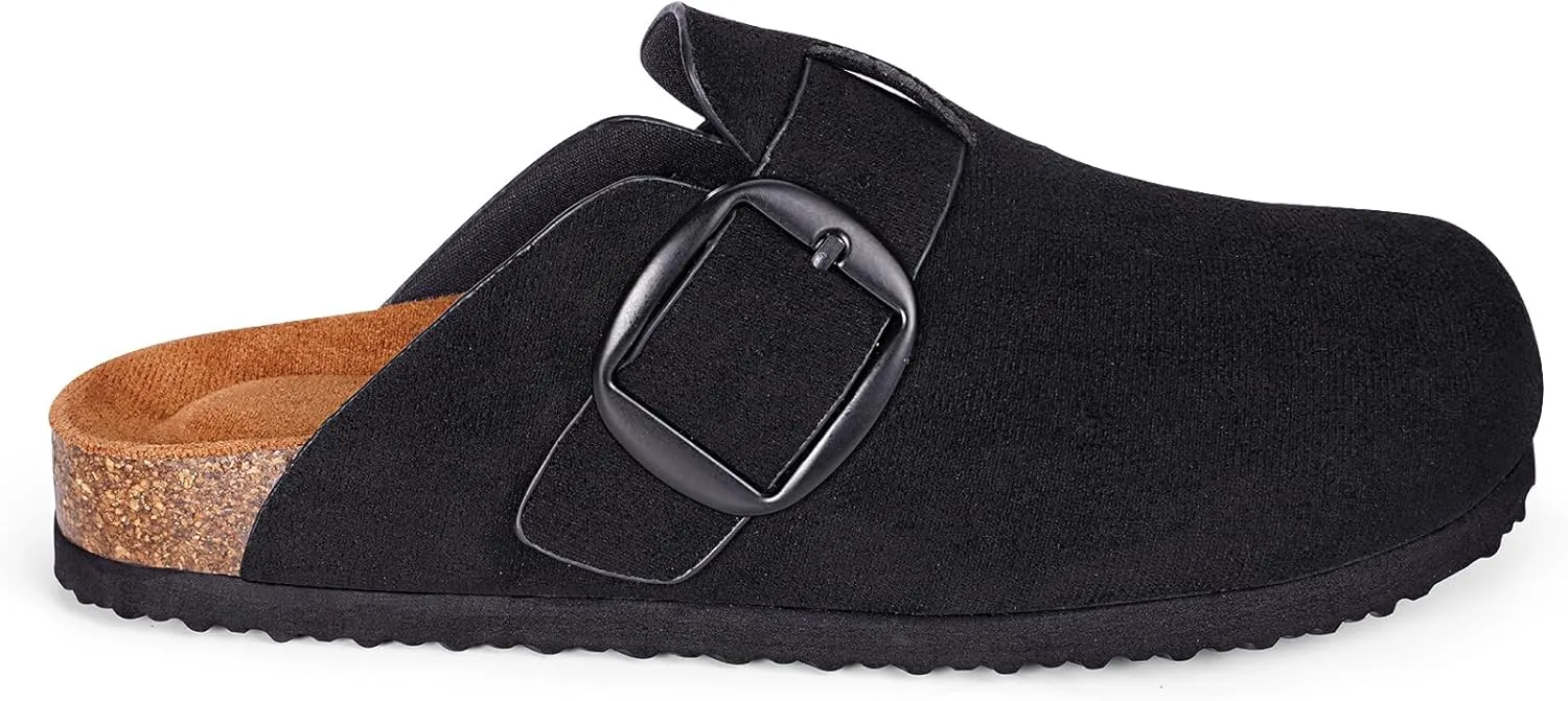 mazeskin Womens Memory Foam Clogs Soft Cork Comfortable Footbed Adjustable Buckle Slippers House Sandals Indoor Outdoor